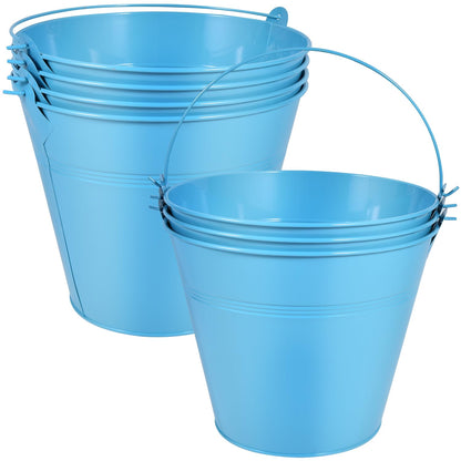 OBTANIM 7 Pack Red Metal Buckets with Handle Galvanized Ice Pails for Plants, Succulents, Party Favors Organizing, Rustic Home Decor or Classrooms Pencil Storage (7.1 x 5.2 inch)