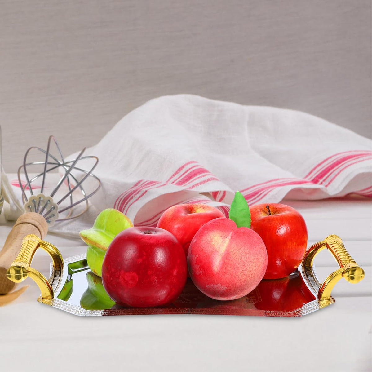 Amosfun Stainless Steel Serving Tray Golden 11.00X7.86X4.72in Modern