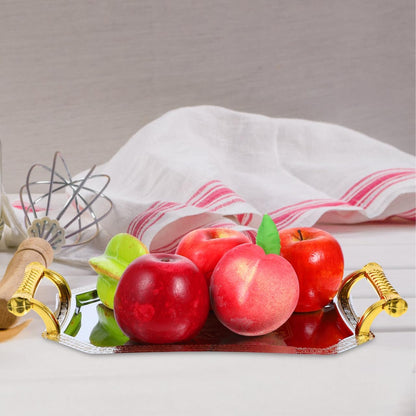 Amosfun Stainless Steel Serving Tray Golden 11.00X7.86X4.72in Modern