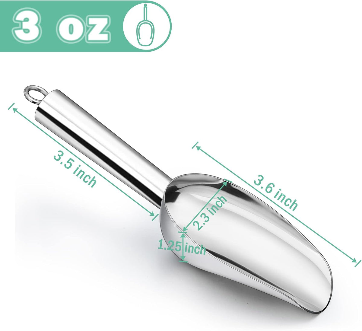 LIANYU Metal Ice Scoop Set of 4, 3 Oz Stainless Steel Small Ice Scooper