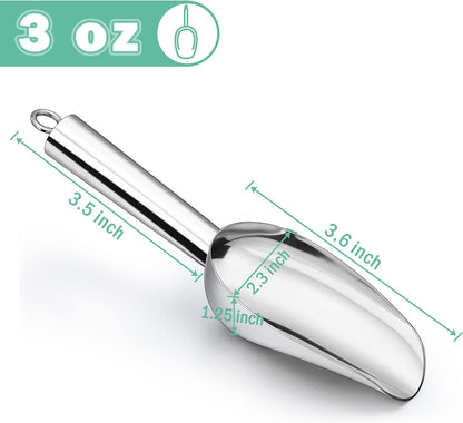 LIANYU Metal Ice Scoop Set of 4, 3 Oz Stainless Steel Small Ice Scooper