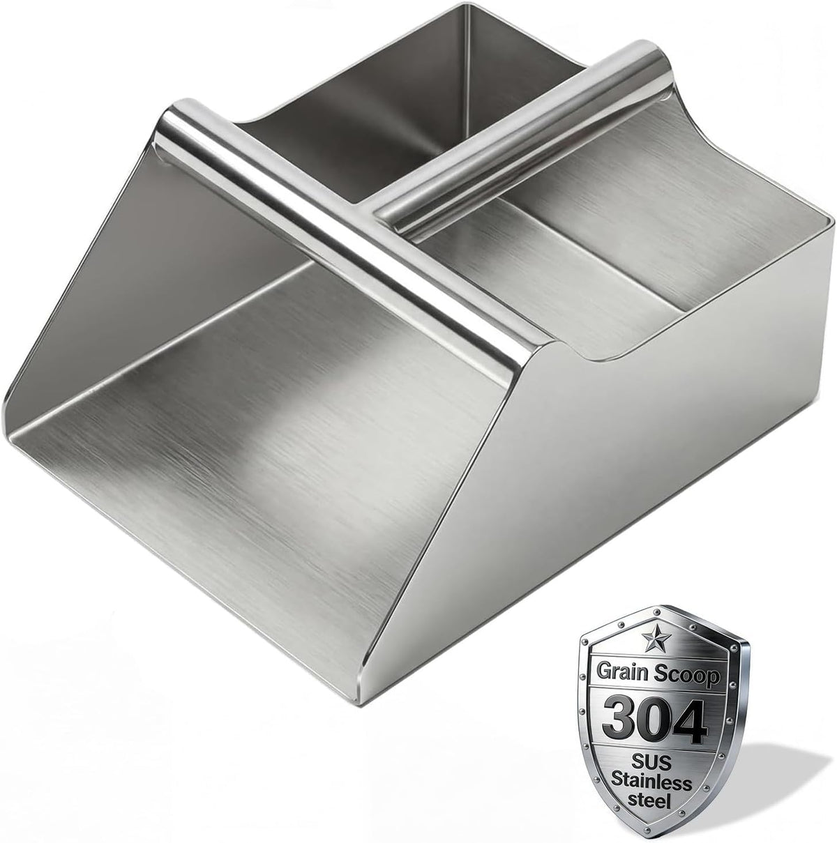 304 Stainless Steel Ice Scoop, Large 6-inch Metal Flour Scoop 50 Ounce