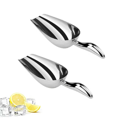 12 Oz 304 Stainless Steel Ice Scoop for Freezer & Ice Machine – Heavy Duty Metal Scooper, Dishwasher Safe, Multi-Purpose for Kitchen, Bar, Party, Wedding (Ice, Flour, Dry Goods)