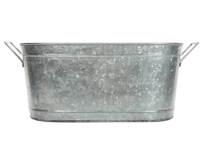 Hosley Galvanized Oval Tub with Handles 18 Inch - Beverage Party Chiller, Garden Planter, Multipurpose Party Ice Holder