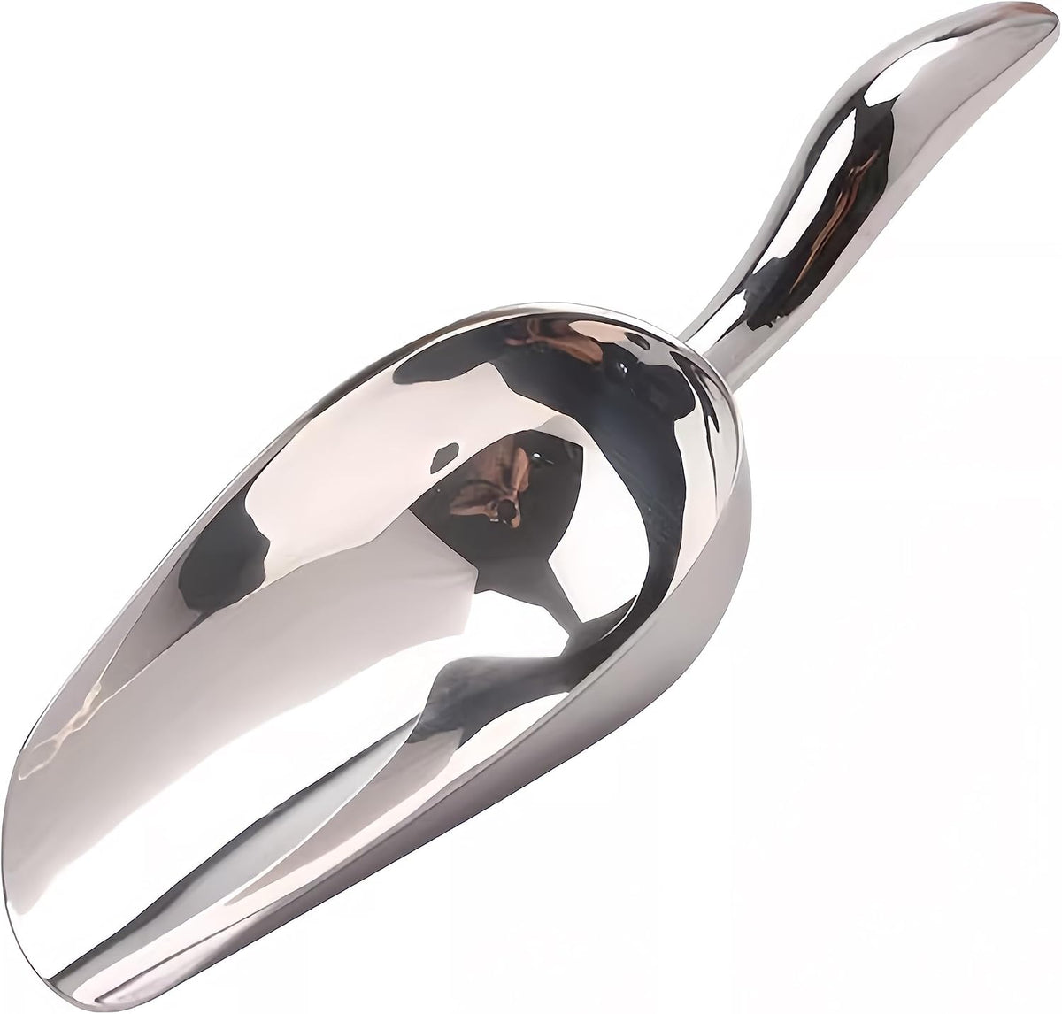Stainless Steel 6 Ounce Ice Scoop With Good Grip Handle - Kitchen, Freezer, Dog Food, Popcorn Scoop - Dishwasher Safe
