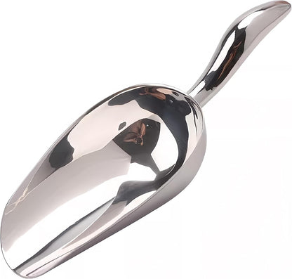 Stainless Steel 6 Ounce Ice Scoop With Good Grip Handle - Kitchen, Freezer, Dog Food, Popcorn Scoop - Dishwasher Safe