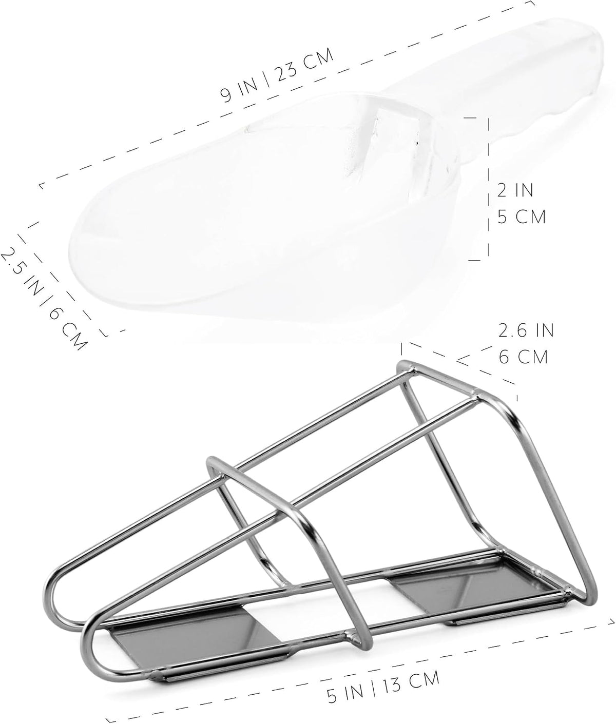 Darware Ice Maker Scoop w/Holder (2-Piece Set); Scooper Accessory for Counter Top Ice Makers and Machines