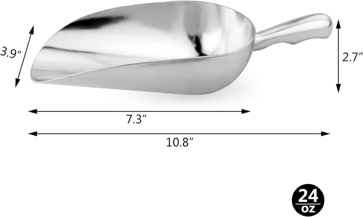 New Star Foodservice 34547 Round Bottom Bar Ice Scoop, 24-Ounce, Silver