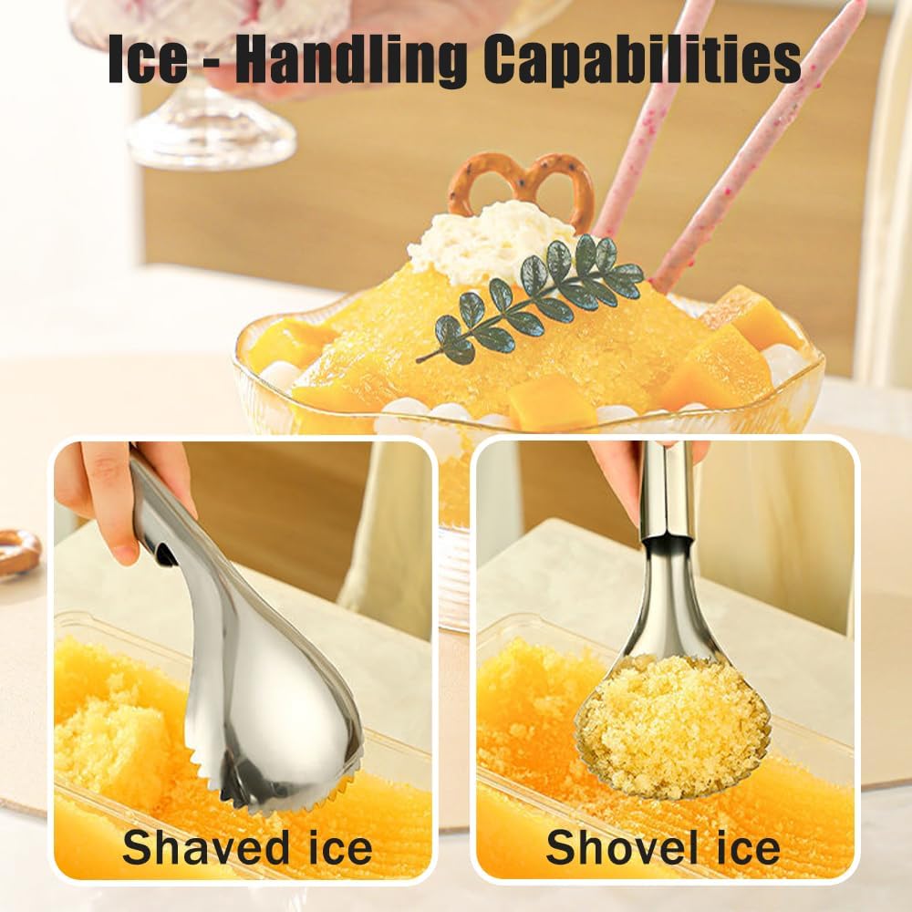 Ouliget Serrated Ice Crusher Spoon,Multipurpose Metal Ice Scoop Ice Cream Scoop for Smoothies Shaved Ice Frozen Cocktails,Fruit Corer Scraper Pumpkin Scooper Tool