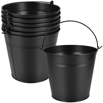 OBTANIM 7 Pack Red Metal Buckets with Handle Galvanized Ice Pails for Plants, Succulents, Party Favors Organizing, Rustic Home Decor or Classrooms Pencil Storage (7.1 x 5.2 inch)