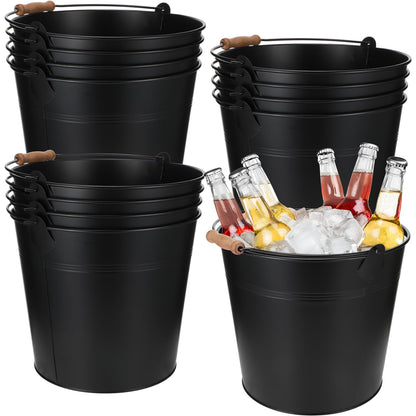 Didaey 12 Pcs Galvanized Metal Beer Buckets, Handle,Silver