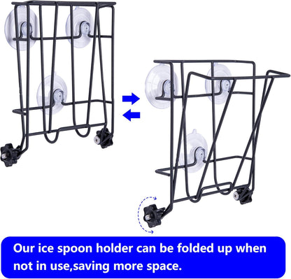TOCCYARD Ice Scoop Holder Foldable, Metal Heavy Duty Ice Maker Scoop Holder for Ice Maker Kitchen Freezer Bar Party Wedding, Large Capacity, Easy Clean (Standard)