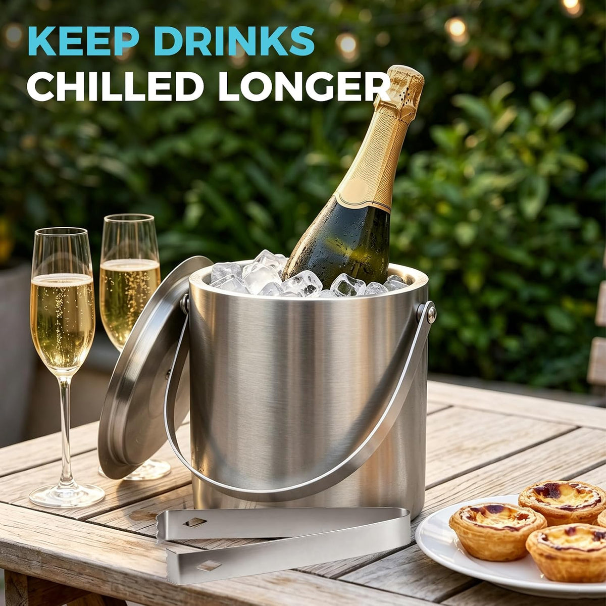 Ice Bucket 3L Stainless Steel Insulated Ice Buckets for Parties