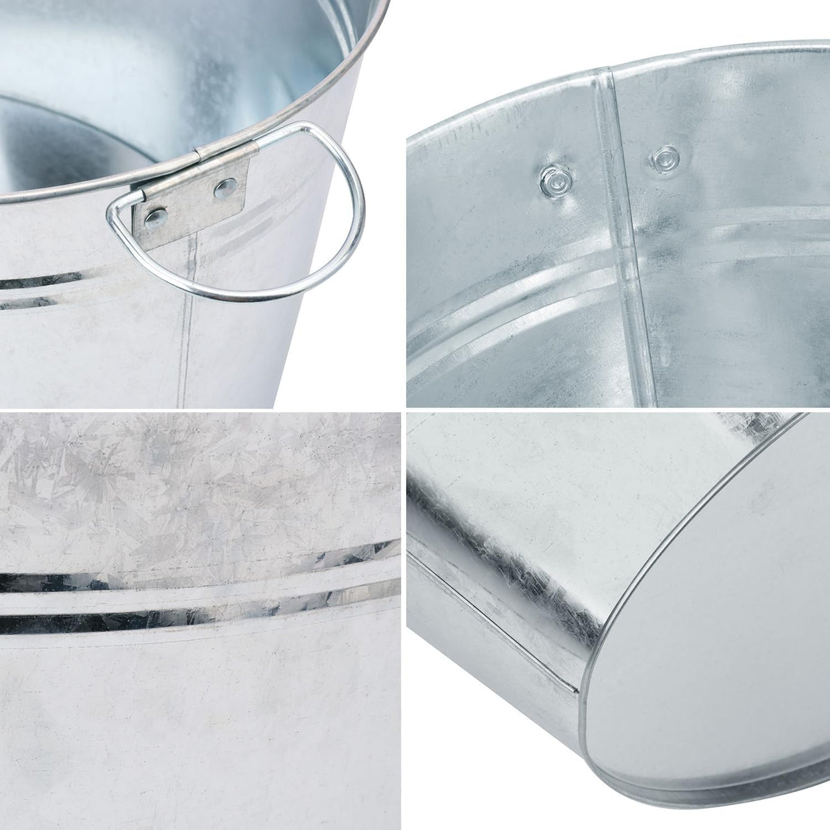 2 PCS Galvanized Tub Ice Bucket Set with Handles - 3.5 Gallon Galvanized Bucket Beverage Tubs for Parties, Large Metal Drink Ice Buckets for Beer, Wine, Cocktails & Outdoor Events