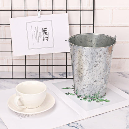 10 PCS Galvanized Ice Buckets, 6 Inch Diameter 7 Inch Tall Galvanized Metal Ice Pails with Handles for Champagne, Beer, and More, Perfect for Parties and Home Decor (100 oz Capacity)