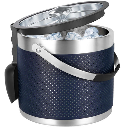 3.2L Double Wall Stainless Steel Ice Bucket for Parties with Lid, Scoop