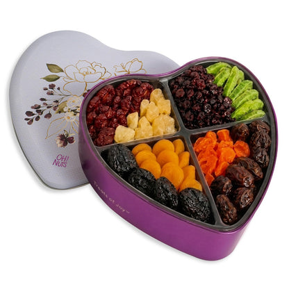 Oh! Nuts Dried Fruit Gift Basket 7 Variety Tin Box - Gourmet Arrangement Platter - Healthy Food Snack Box for Birthday, Anniversary, Corporate - Gift for Women & Men (Dried Fruits)