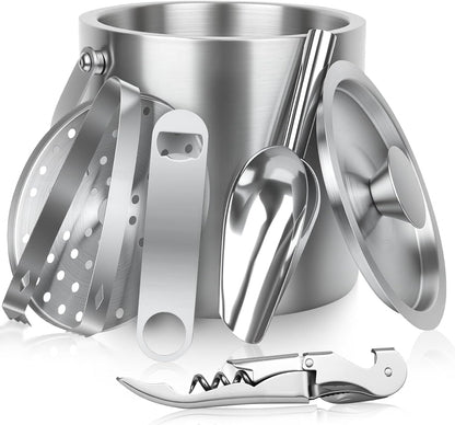3L Ice Buckets for Parties 6PC Stainless Steel Ice Bucket Set