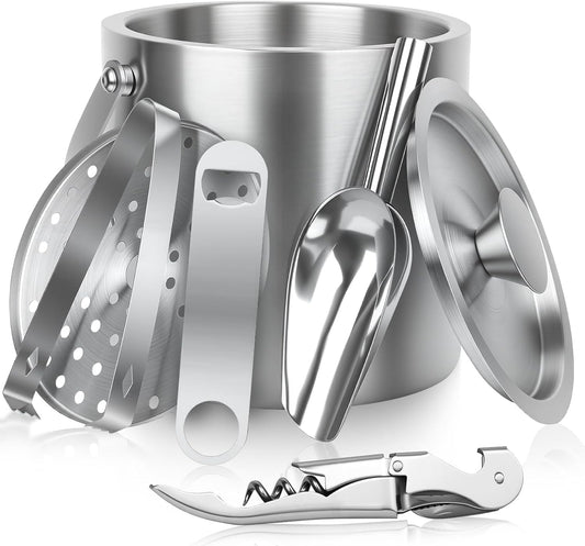 3L Ice Buckets for Parties 6PC Stainless Steel Ice Bucket Set