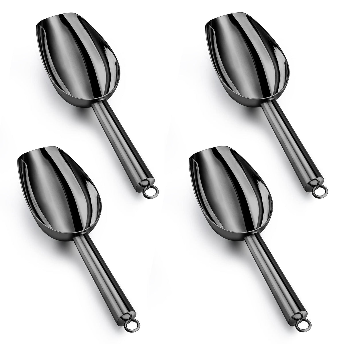 LIANYU Metal Ice Scoop Set of 4, 3 Oz Stainless Steel Small Ice Scooper