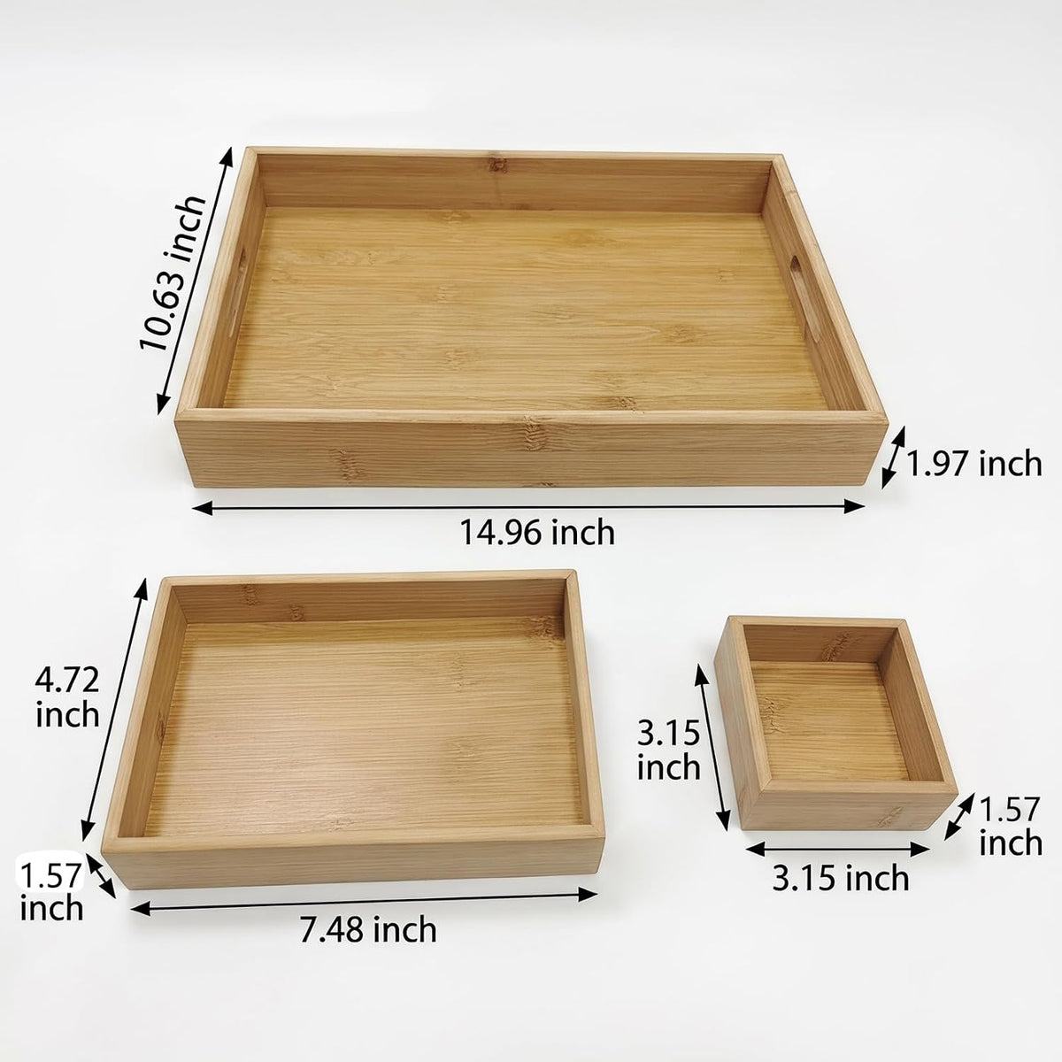 Natural Bamboo Serving Tray with Handles, Multi‑Compartmen tparty Food Tray