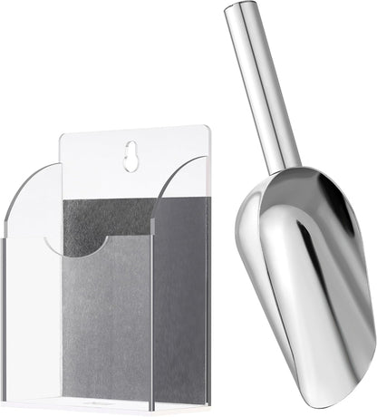 Stainless Steel Ice Scoop with Magnetic Acrylic Holder