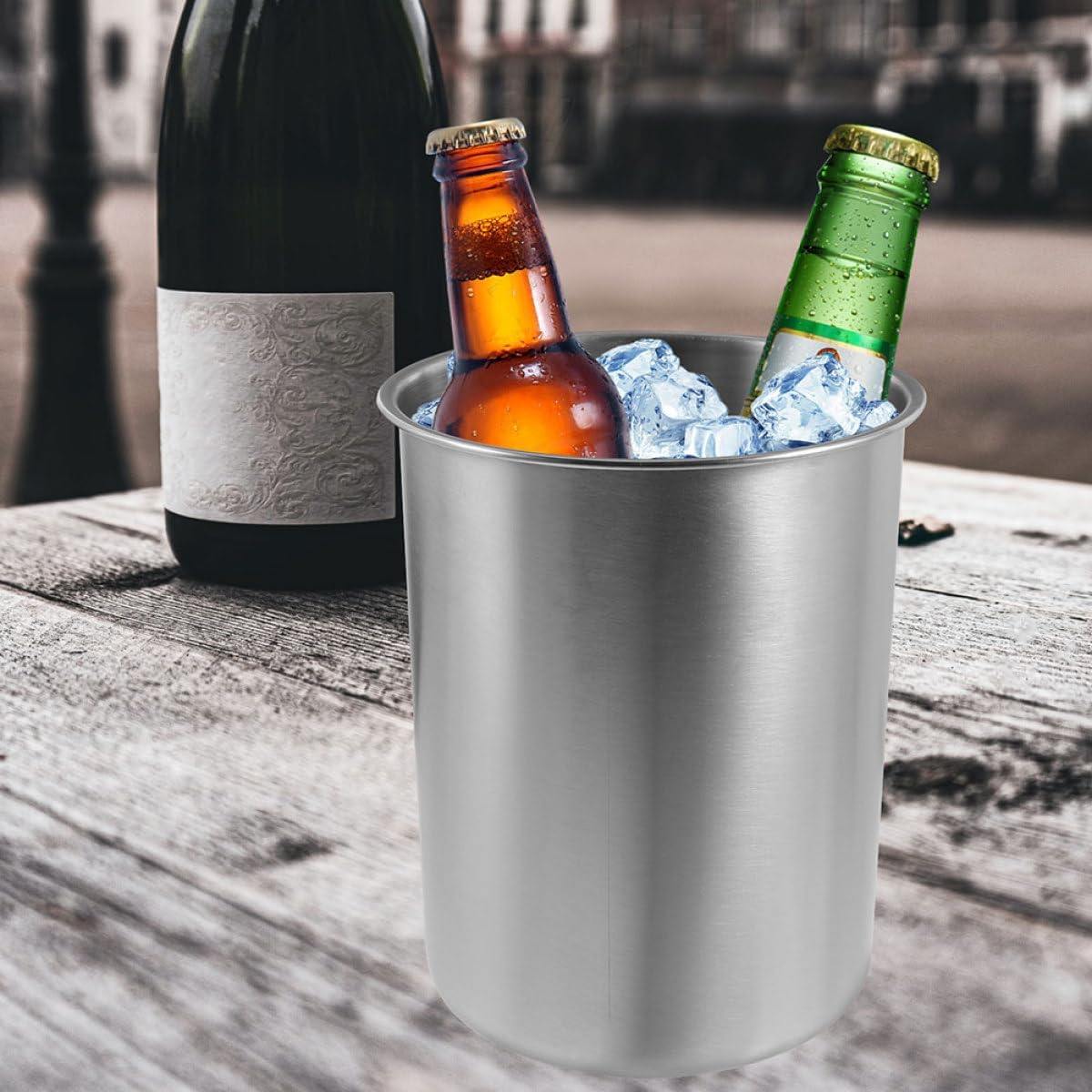 Luxshiny Stainless Steel Ice Bucket Drink Containers Stainless Steel Container Ice Cube Mold Ice Bucket Beverage Container Metal Container Metal Ice Bucket Wine Bottle Bucket