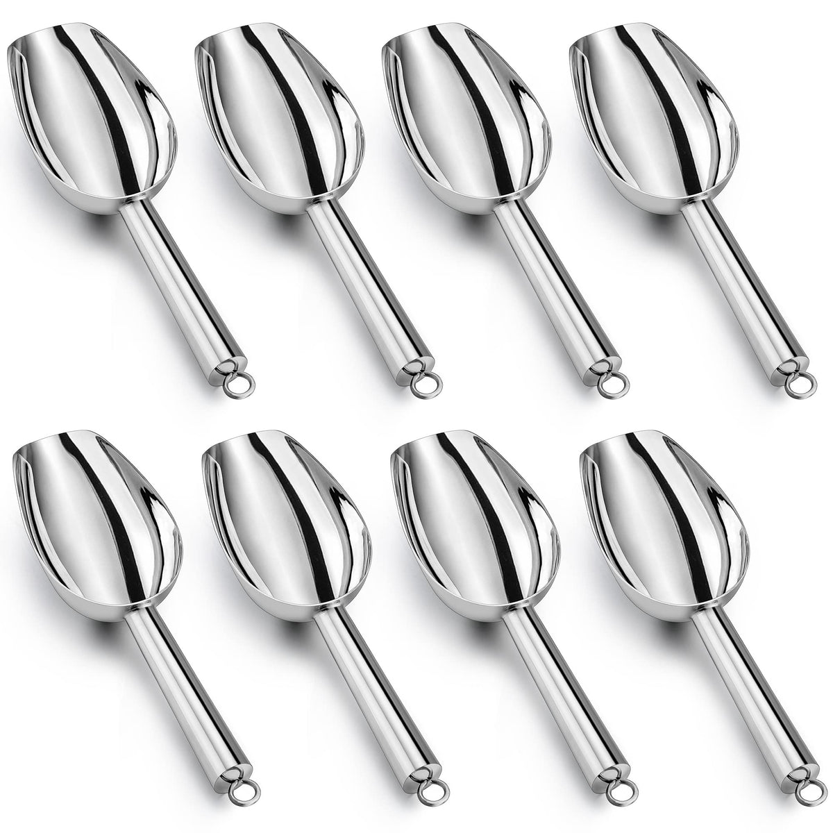 LIANYU Metal Ice Scoop Set of 4, 3 Oz Stainless Steel Small Ice Scooper
