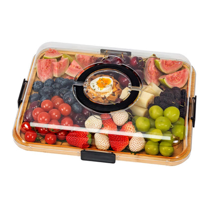 Portable Charcuterie Board with Lid, Cheese, Veggie & Snack Tray