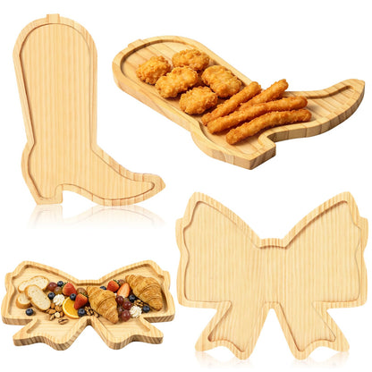 AWIZOM 2 Pcs Cowboy Boots Charcuterie Boards Wooden Serving Tray Platters