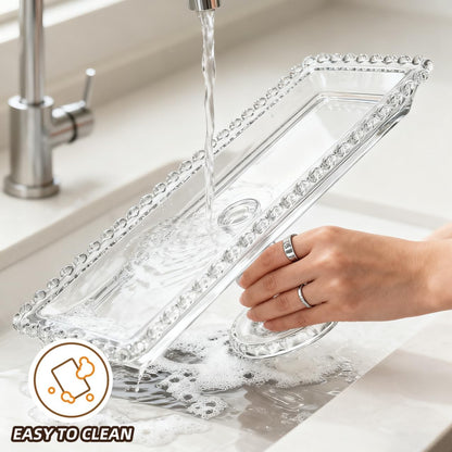 Luxshiny Footed Fruit Serving Tray: 11.7" European Style Dessert Display Platter for Fruits Snacks and Appetizers - Decorative Serving Tray for Parties Weddings and Home Decor