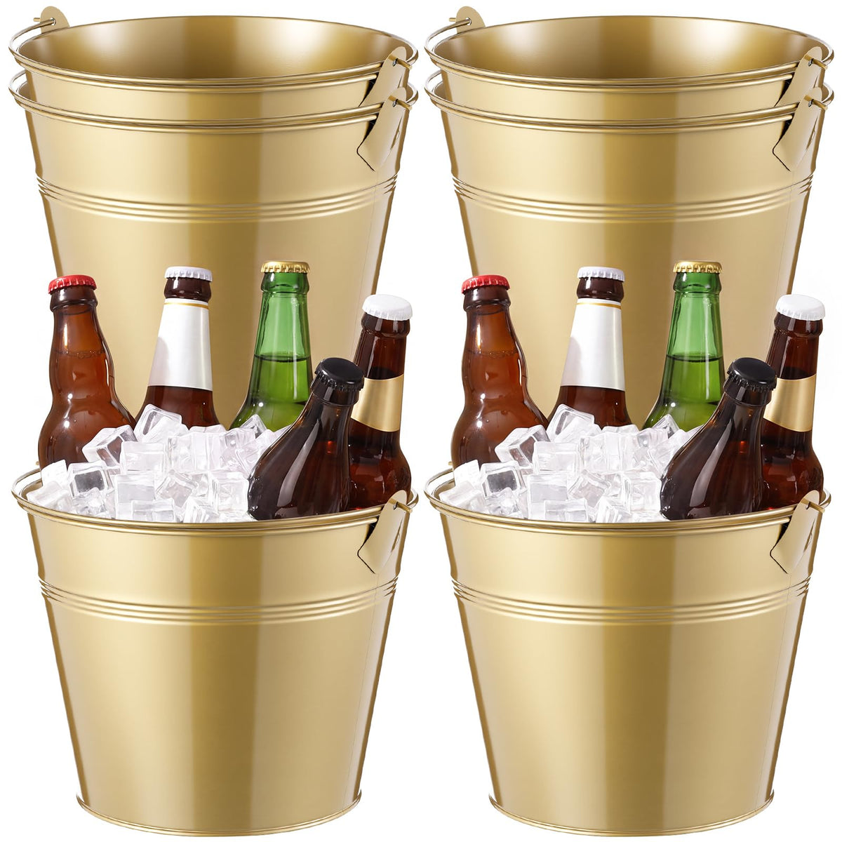 Didaey 12 Pcs Metal Beer Bucket Bulk Ice Bucket, 7.1 x 6.5 x 5.1, Black