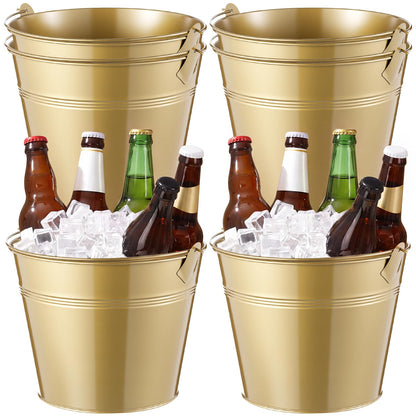 Didaey 12 Pcs Metal Beer Bucket Bulk Ice Bucket, 7.1 x 6.5 x 5.1, Black