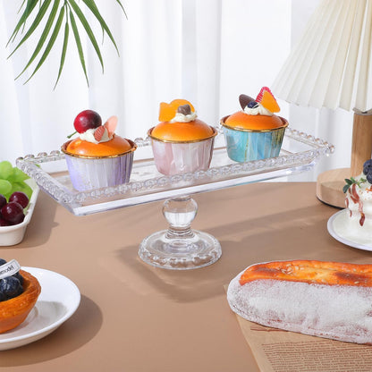 Luxshiny Footed Fruit Serving Tray: 11.7" European Style Dessert Display Platter for Fruits Snacks and Appetizers - Decorative Serving Tray for Parties Weddings and Home Decor