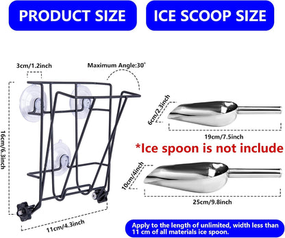 TOCCYARD Ice Scoop Holder Foldable, Metal Heavy Duty Ice Maker Scoop Holder for Ice Maker Kitchen Freezer Bar Party Wedding, Large Capacity, Easy Clean (Standard)