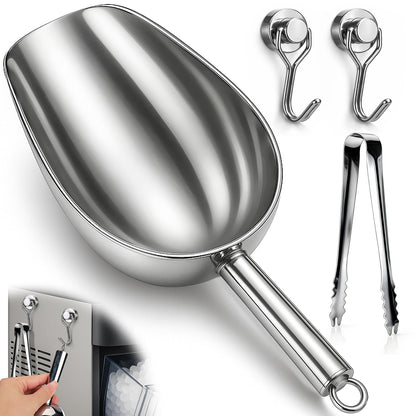 Stainless Steel Ice Scoop for Freezer with Magnetic Hook