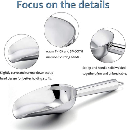 E-far Mini Scoop, 3 Ounce Stainless Steel Kitchen Utility Scoops, 4 Pack