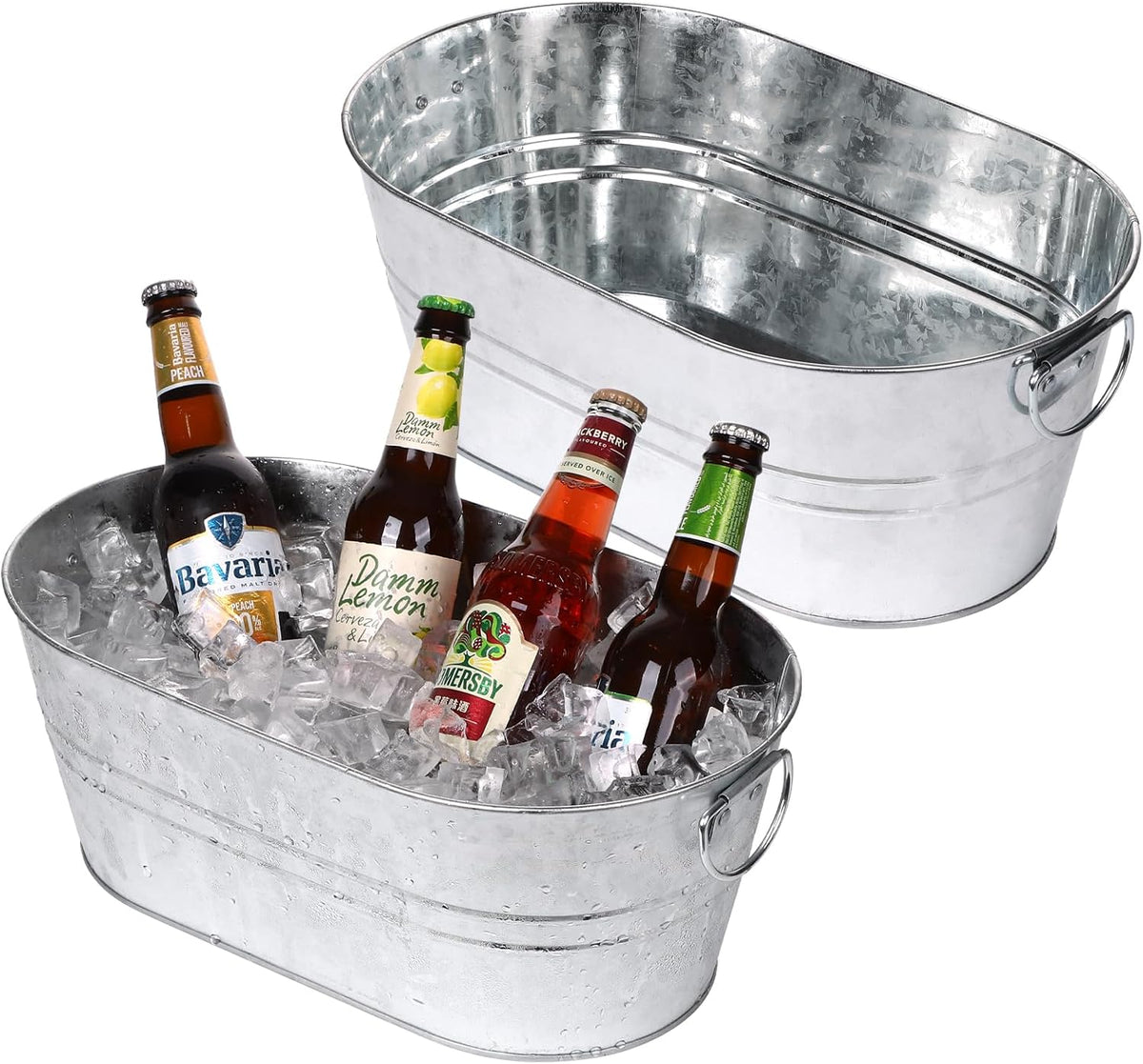 tchrules Galvanized Beverage Tub, 3 Gallon Metal Ice Bucket with Handles