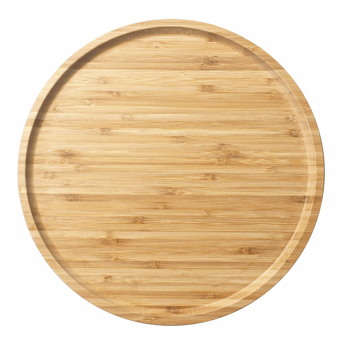 Bamboo Serving Platter, Round Wood Tray, Wooden Serving Tray, Fruit, Bread, Salad Plate, Round Wood Charcuterie Board (13.8 inch)