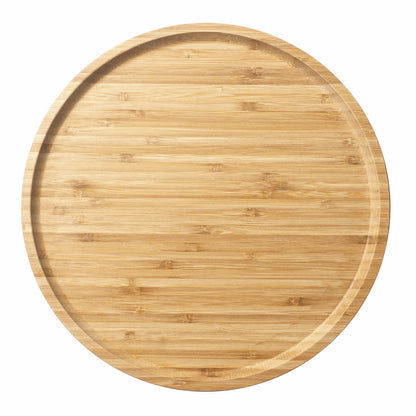Bamboo Serving Platter, Round Wood Tray, Wooden Serving Tray, Fruit, Bread, Salad Plate, Round Wood Charcuterie Board (13.8 inch)