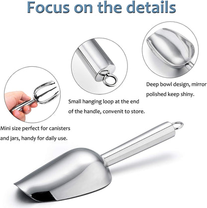 E-far Mini Scoop, 3 Ounce Stainless Steel Kitchen Utility Scoops, 4 Pack