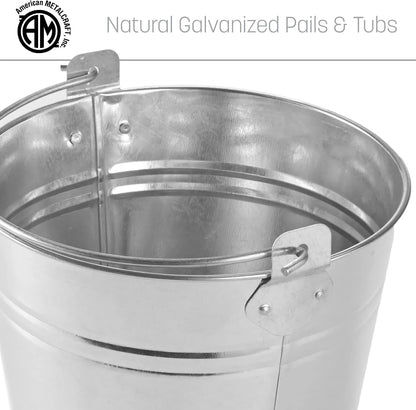 American Metalcraft PTUB87 Natural Galvanized Steel Pail with Handle, 1.16-Gallon, 8" Diameter, Silver