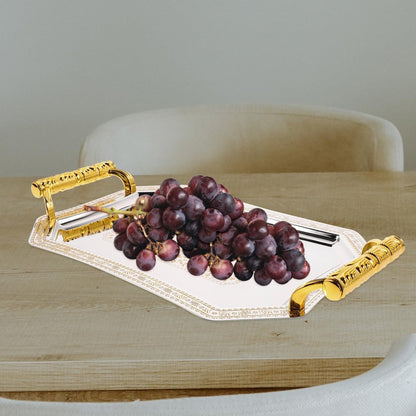 Amosfun Stainless Steel Serving Tray Golden 11.00X7.86X4.72in Modern