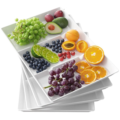 Lifewit Divided Serving Tray for Party, 4 Pack Plastic Food Serving Platter