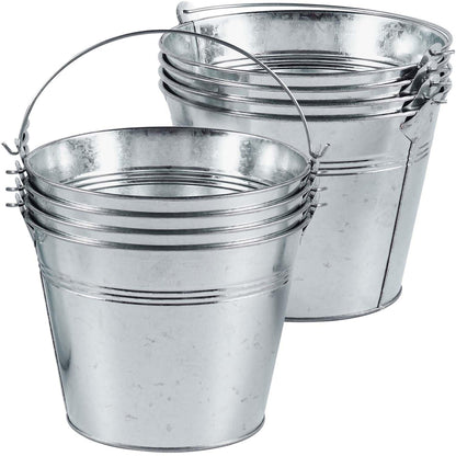 OBTANIM 8 Pack Galvanized Metal Buckets with Handle Ice Pails for Plants, Succulents, Party Favors Organizing, Rustic Home Decor or Classrooms Pencil Storage (7 x 5.1 inch)