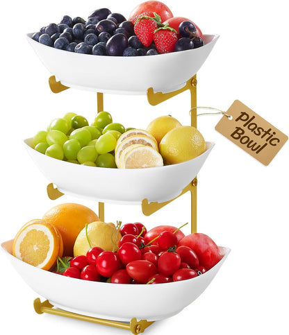 Lifewit 3 Tier Fruit Bowl for Kitchen Counter, Tiered Plastic Serving Tray