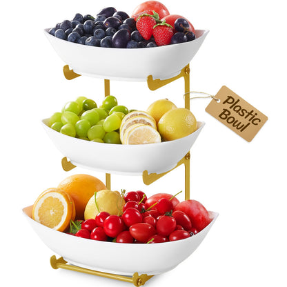 Lifewit 3 Tier Fruit Bowl for Kitchen Counter, Tiered Plastic Serving Tray