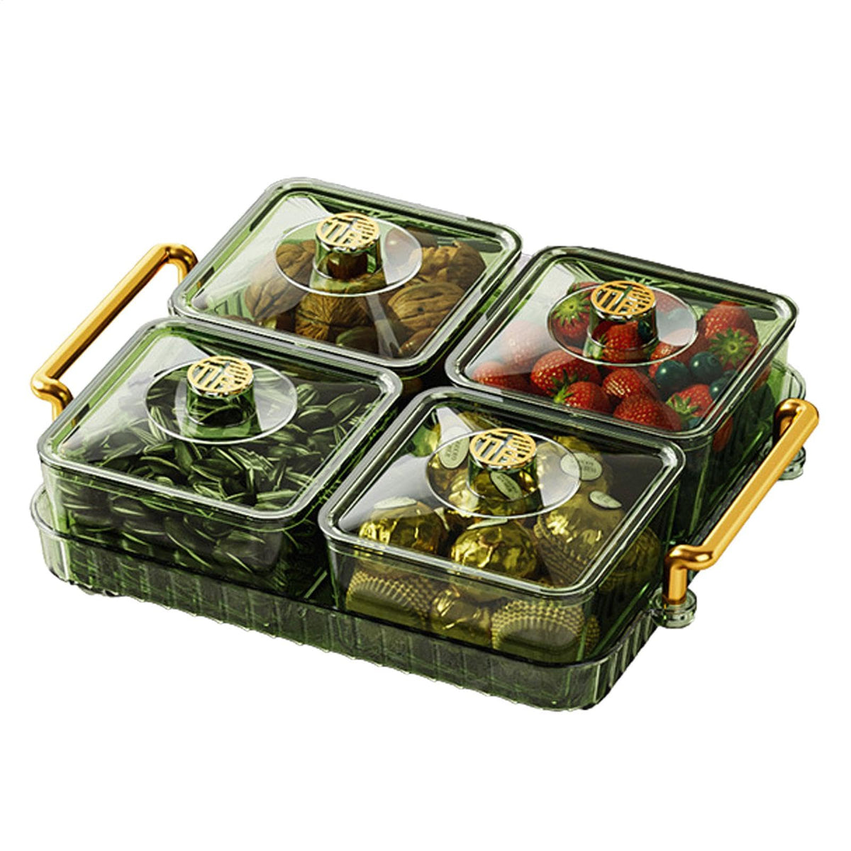 Divided Serving Tray with Lid and Handle, 4/6 Compartment Snackle Box Divided Snack Platter, Snack Serving Tray Organizer Food Storage Box for Dried Fruits Candy Nuts Snacks, Snack Container P-arty