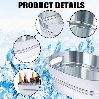 2 Pack 4 Gallon Ice Bucket Galvanized Tub Ice Bucket for Parties Metal Beverage Tub with 2 Scoops Wine Beer Champagne Vintage Buckets for Cocktails Mimosa Bar Supplies with Carry Handles