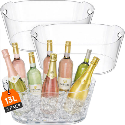 Lifewit 13L Plastic Ice Bucket for Parties 2 Pcs, BPA Free
